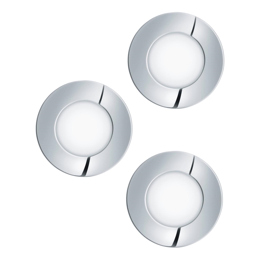 Eglo - Lot de 3 spots encastrés LED pour salle de bains FUEVA 1x LED / 2,8 W / 230 V IP44 chrome brillant Ø 8,5 cm