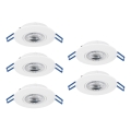 Eglo - Lot de 5 spots encastrés LED/4,9W/230V 2700/4000/6500K Ø 9 cm blanc