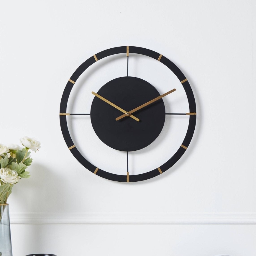 Eglo - Orologio da parete 1xAA diametro 40 cm nero/oro