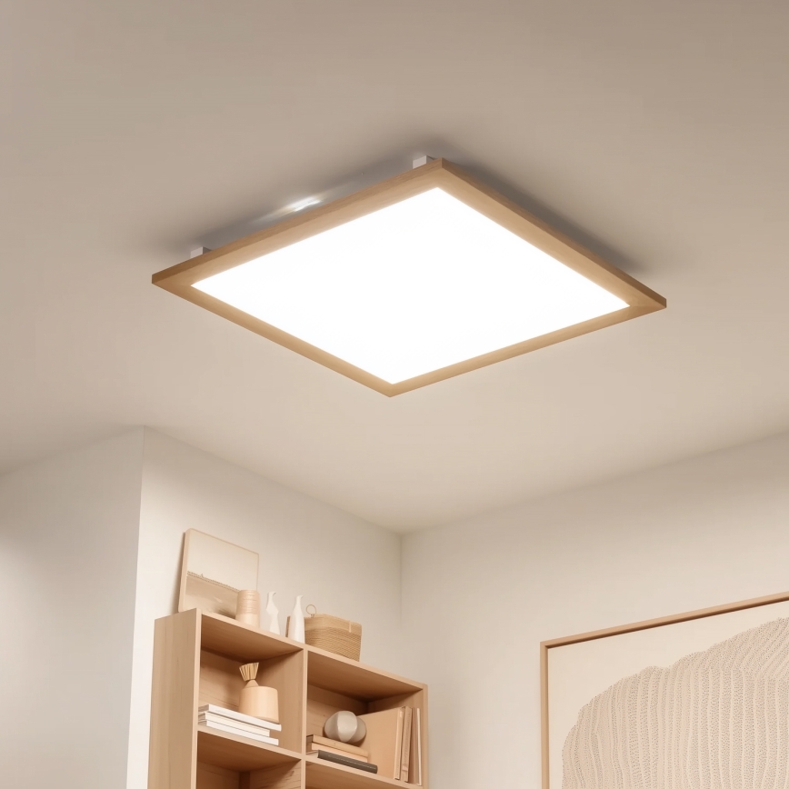 Eglo - Panneau à intensité variable SALOBRENA-TW WOOD LED/32,5W/230V 2700-6500K 64x64 cm marron + Télécommande