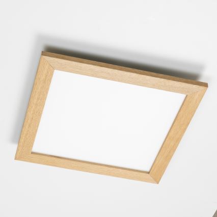 Eglo - Panneau en saillie à intensité variable POZZALLO WOOD LED/21W/230V 2700-6500K 49,5x49,5 cm marron + télécommande
