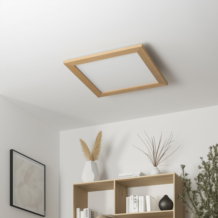 Eglo - Panneau en saillie à intensité variable POZZALLO WOOD LED/21W/230V 2700-6500K 49,5x49,5 cm marron + télécommande