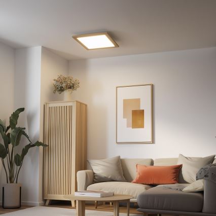 Eglo - Panneau en saillie à intensité variable POZZALLO WOOD LED/21W/230V 2700-6500K 49,5x49,5 cm marron + télécommande