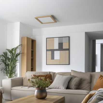 Eglo - Panneau en saillie à intensité variable POZZALLO WOOD LED/21W/230V 2700-6500K 49,5x49,5 cm marron + télécommande