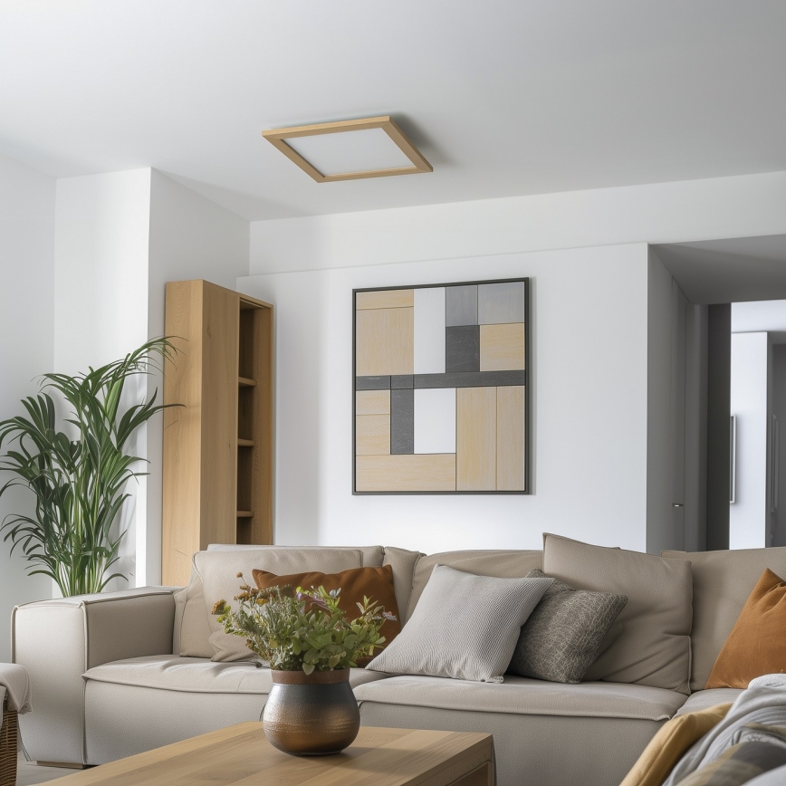 Eglo - Panneau en saillie à intensité variable POZZALLO WOOD LED/21W/230V 2700-6500K 49,5x49,5 cm marron + télécommande