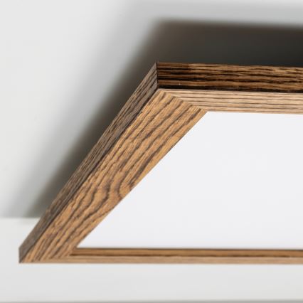Eglo - Panneau RGBW en saillie à intensité variable SALOBRENA-C WOOD LED/34W/230V 2700-6500K 64x64 cm marron + télécommande