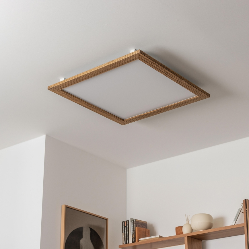 Eglo - Panneau RGBW en saillie à intensité variable SALOBRENA-C WOOD LED/34W/230V 2700-6500K 64x64 cm marron + télécommande