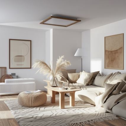 Eglo - Panneau RGBW en saillie à intensité variable SALOBRENA-C WOOD LED/34W/230V 2700-6500K 64x64 cm marron + télécommande