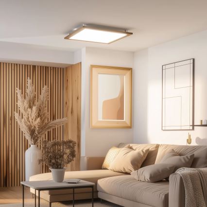 Eglo - Panneau RGBW en saillie à intensité variable SALOBRENA-C WOOD LED/34W/230V 2700-6500K 64x64 cm marron + télécommande