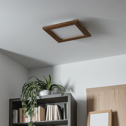 Eglo - Plafonnier LED RGBW dimmable en saillie SALOBRENA-C WOOD LED/16W/230V 2700-6500K 34x34 cm brun + télécommande