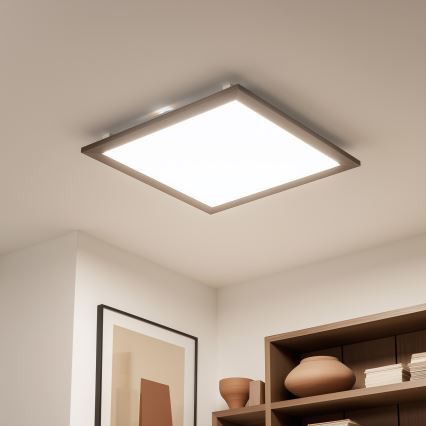 Eglo - Panneau RGB en saillie à intensité variable SALOBRENA-C WOOD LED/30,5W/230V 2700-6500K 64x64 cm marron foncé + télécommande