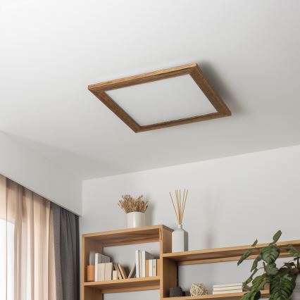 Eglo - Panneau RGB en saillie à intensité variable SALOBRENA-C WOOD LED/24W/230V 2700-6500K 49,5x49,5 cm marron + télécommande