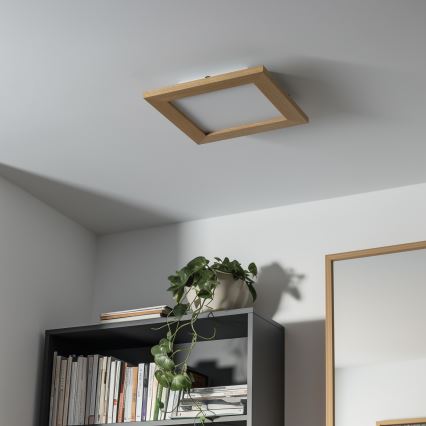 Eglo - Panneau RGBW en saillie à intensité variable SALOBRENA-C WOOD LED/16W/230V 2700-6500K 34x34 cm marron + télécommande