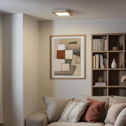Eglo - Panneau RGBW en saillie à intensité variable SALOBRENA-C WOOD LED/16W/230V 2700-6500K 34x34 cm marron + télécommande