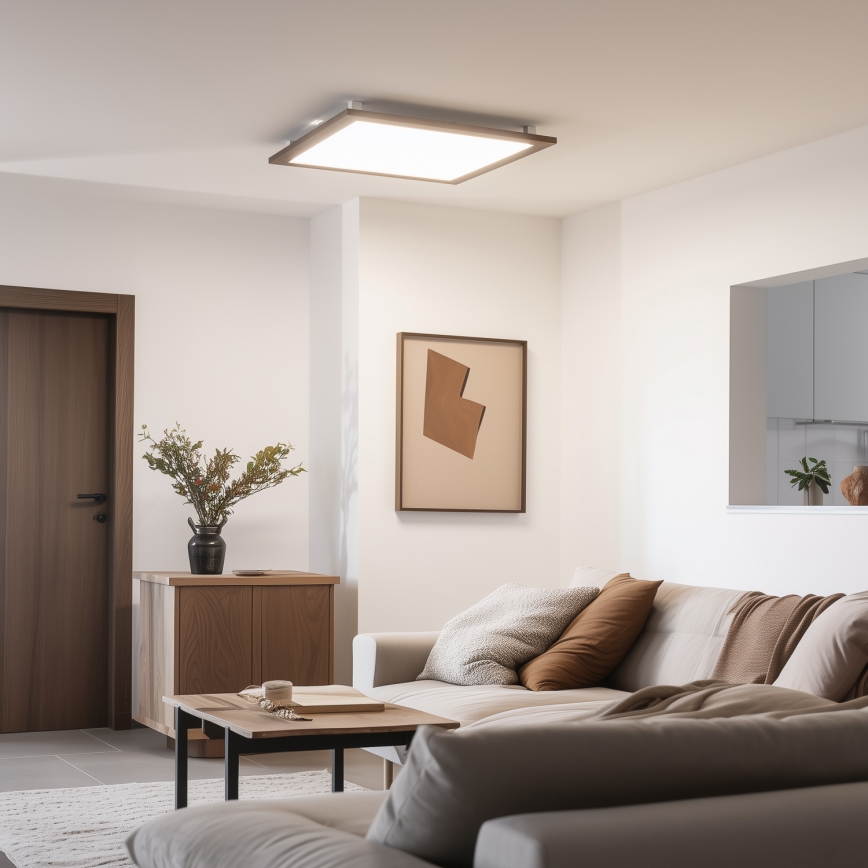 Eglo - Panneau RGBW en saillie à intensité variable SALOBRENA-C WOOD LED/34W/230V 2700-6500K 64x64 cm marron foncé + télécommande