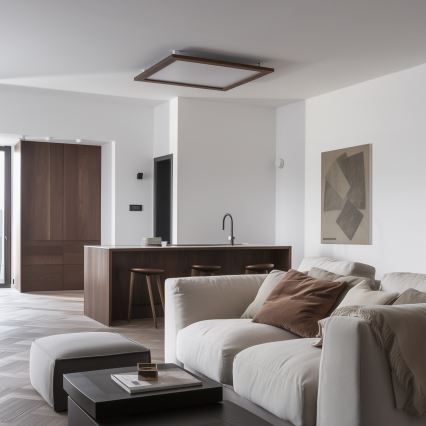 Eglo - Panneau RGBW en saillie à intensité variable SALOBRENA-C WOOD LED/34W/230V 2700-6500K 64x64 cm marron foncé + télécommande