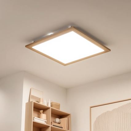 Eglo - Panneau RGBW en saillie à intensité variable SALOBRENA-C WOOD LED/34W/230V 2700-6500K 64x64 cm marron + télécommande