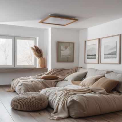 Eglo - Panneau RGBW en saillie à intensité variable SALOBRENA-C WOOD LED/34W/230V 2700-6500K 64x64 cm marron + télécommande