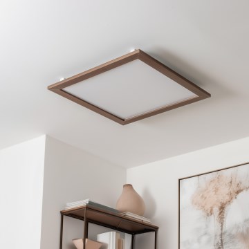 Eglo - Panneau RGBW en saillie à intensité variable SALOBRENA-C WOOD LED/34W/230V 2700-6500K 64x64 cm marron foncé + télécommande