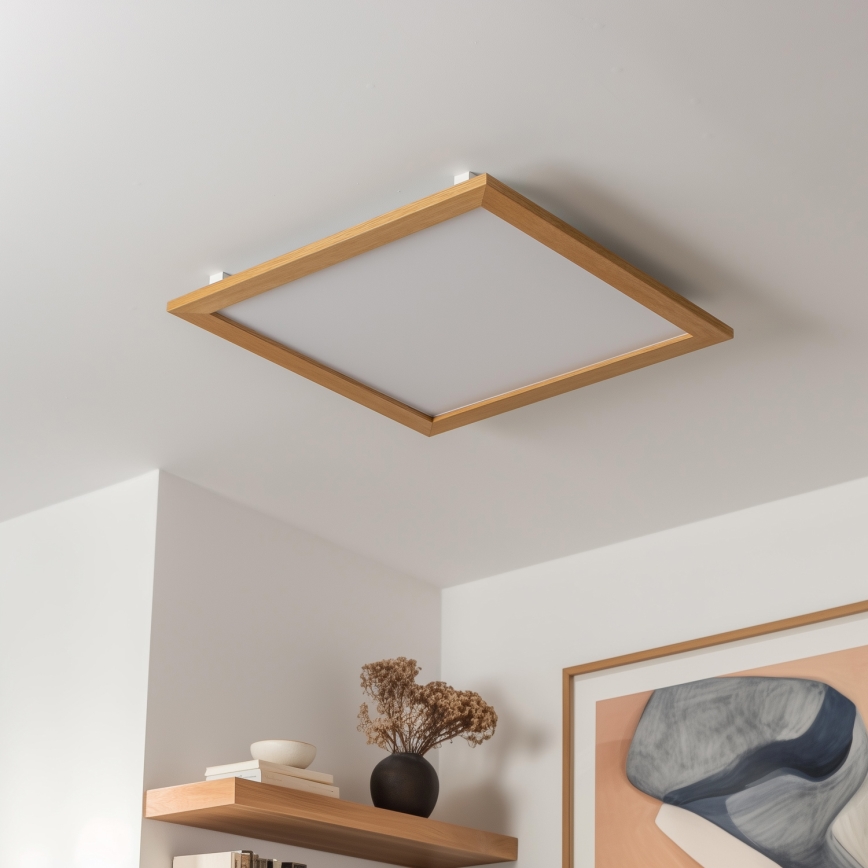 Eglo - Panneau RGBW en saillie à intensité variable SALOBRENA-C WOOD LED/34W/230V 2700-6500K 64x64 cm marron + télécommande