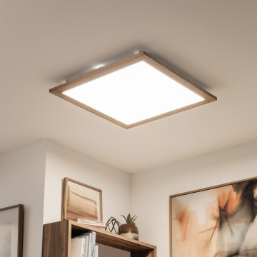 Eglo - Panneau RGBW en saillie à intensité variable SALOBRENA-C WOOD LED/34W/230V 2700-6500K 64x64 cm marron + télécommande