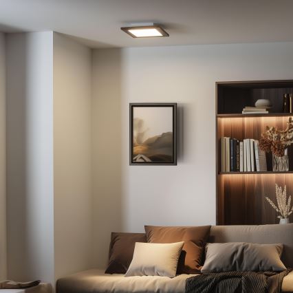 Eglo - Pannello LED RGBW dimmerabile a montaggio superficiale SALOBRENA-C WOOD LED/16W/230V 2700-6500K 34x34 cm marrone scuro + telecomando