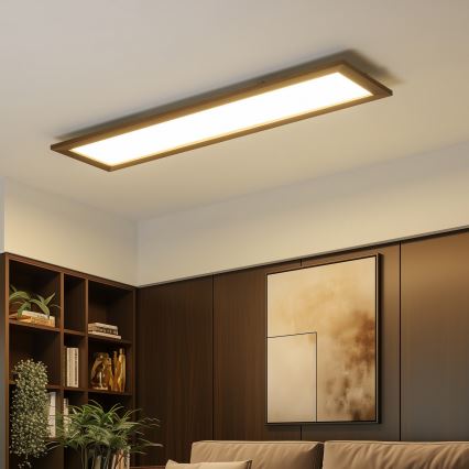 Eglo - Pannello LED RGBW dimmerabile a montaggio superficiale SALOBRENA-C WOOD LED/34W/230V 2700-6500K 34x124 cm marrone scuro + telecomando