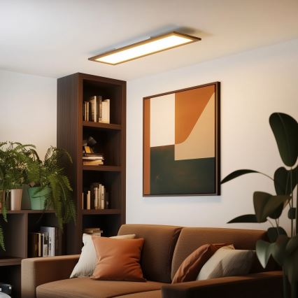 Eglo - Pannello LED RGBW dimmerabile a montaggio superficiale SALOBRENA-C WOOD LED/34W/230V 2700-6500K 34x124 cm marrone scuro + telecomando