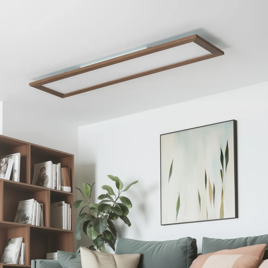 Eglo - Pannello LED RGBW dimmerabile a montaggio superficiale SALOBRENA-C WOOD LED/34W/230V 2700-6500K 34x124 cm marrone scuro + telecomando