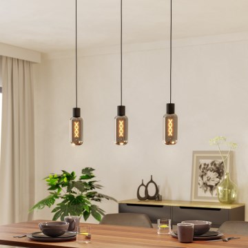 Eglo - Pendelleuchte mit Kabel 3xE27/4W/230V schwarz/rauchfarben