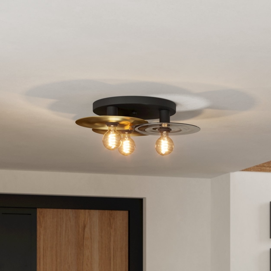 Eglo - Plafoniera 3xE27/40W/230V oro/nero