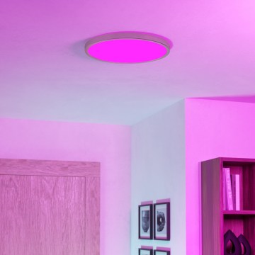 Eglo - Plafoniera da bagno LED RGBW dimmerabile LED/17,5W/230V 2700-6500K Ø 38,9 cm IP44 cromo opaco