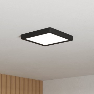 Eglo - Plafoniera LED da soffitto per bagno, 10,5 W/230 V, 22 x 22 cm, IP44, nera