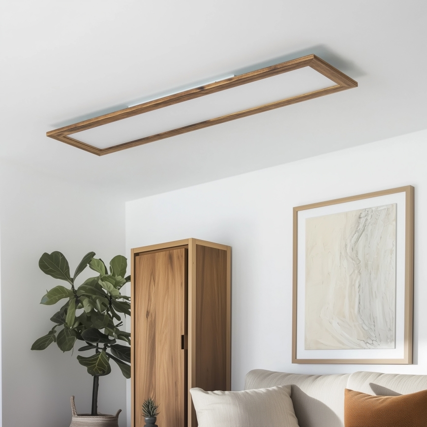 Eglo - Plafoniera LED RGBW dimmerabile SALOBRENA-C WOOD LED/34W/230V 2700-6500K 34x124 cm marrone + telecomando