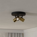Eglo - Plafonnier à spots pour salle de bains 3xGU10/5W/230V Ø 25 cm IP44 noir/doré