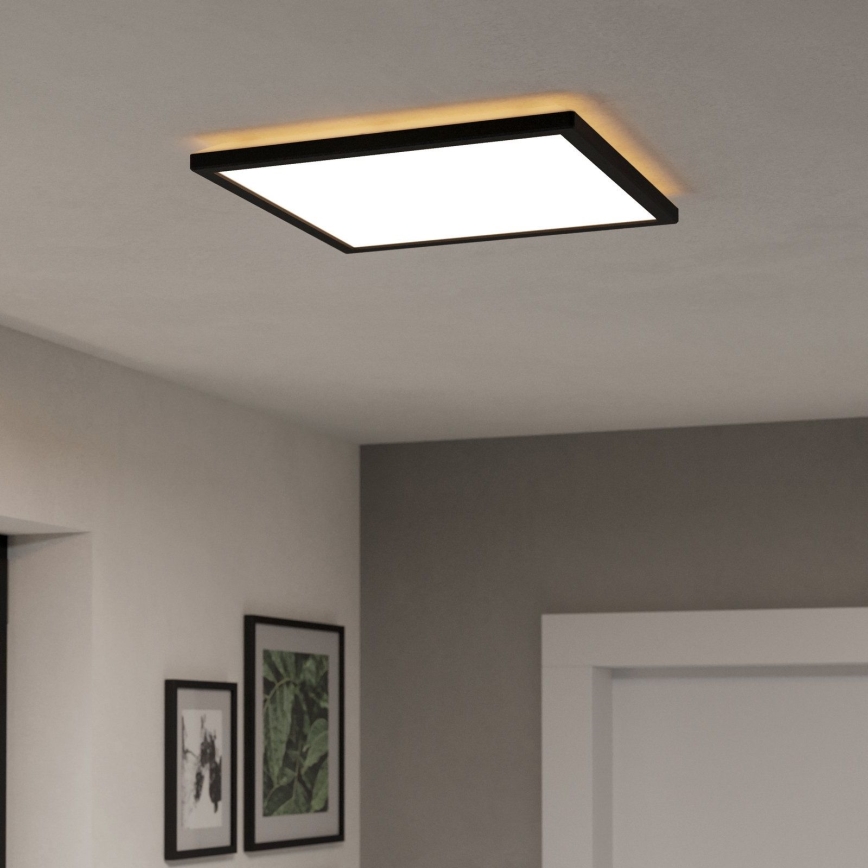 Eglo - Plafonnier extérieur à intensité variable LED/17,6W/230V 2700-6500K 39x39 cm IP44 noir + télécommande