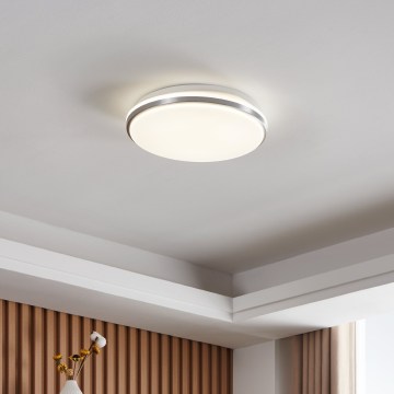 Eglo - Plafonnier LED pour salle de bains, 18 W, 230 V, 3000/4000/6500 K, IP54, chrome mat