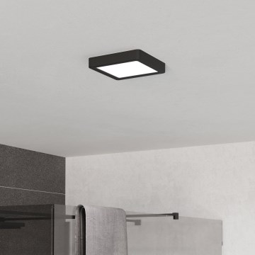Eglo - Plafonnier LED pour salle de bains, 7 W, 230 V, 3 températures de couleur (2700/4000/6500 K), 15x15 cm, IP44, noir