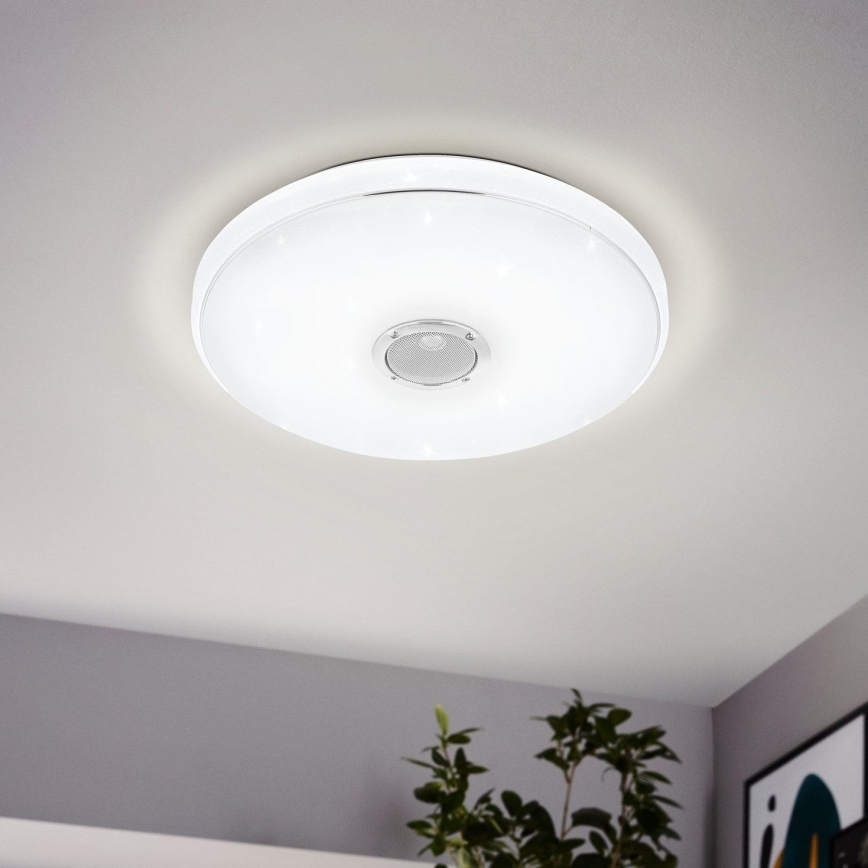 Eglo - Plafonnier RGBW à intensité variable salle de bain avec haut-parleur LED/19W/230V 3000-6500K IP44 d. 39 cm blanc + Télécommande