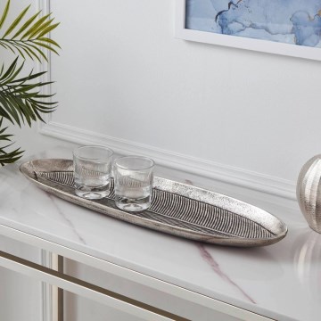 Eglo - Plateau décoratif 16,5x54 cm argent