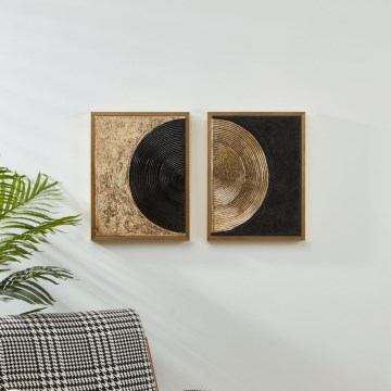 Eglo - SET 2x Gemälde auf Leinwand 43x33 cm schwarz/golden