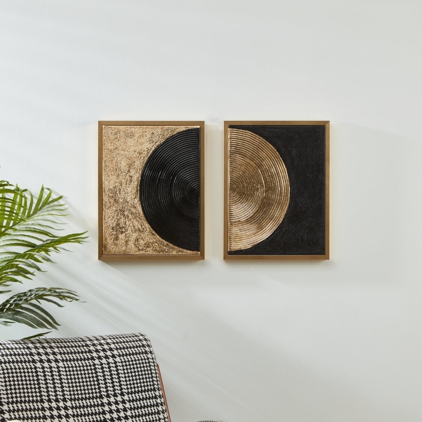 Eglo - SET 2x Gemälde auf Leinwand 43x33 cm schwarz/golden