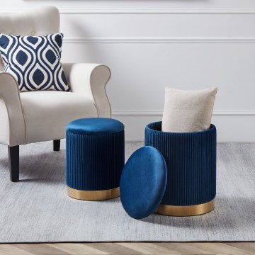 Eglo - SET 2x Sgabello diametro 31,5/36 cm blu/oro