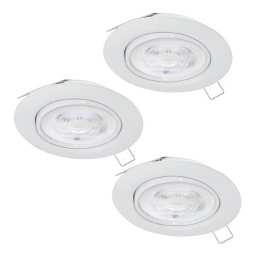 Eglo - SET 3x LED-Badezimmer-Einbauleuchte 1xGU10/4W/230V IP44 weiß
