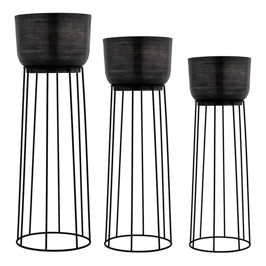 Eglo - SET 3x Metall-Blumentopf schwarz