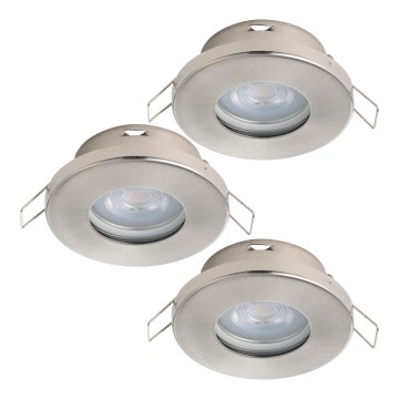 Eglo - SET 3xLED Lampada da incasso per bagno 1xGU10/4W/230V IP44 cromo opaco
