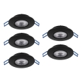 Eglo - Set 5x faretti da incasso LED 4,9W/230V 2700/4000/6500K Ø 9 cm nero