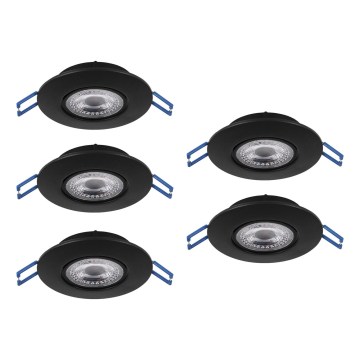 Eglo - Set 5x faretti da incasso LED 4,9W/230V 2700/4000/6500K Ø 9 cm nero
