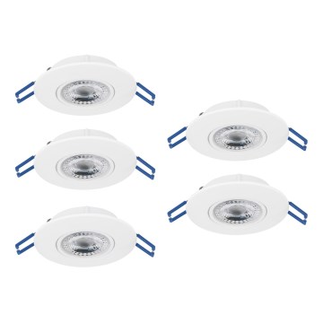 Eglo - Set 5x faretto da incasso LED/4,9W/230V 2700/4000/6500K Ø 9 cm bianco