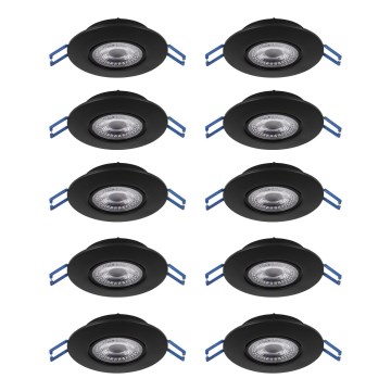 Eglo - Set da 10 faretti LED da incasso LED/4,9W/230V 2700/4000/6500K Ø 9 cm nero